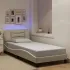 Cadru de pat cu lumini LED, gri închis, 90x200 cm, textil GartenMobel Dekor