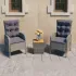Set mobilier grădină, 3 piese, negru, poliratan și sticlă GartenMobel Dekor