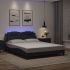 Cadru de pat cu lumini LED, negru, 180x200 cm, piele ecologică GartenMobel Dekor