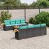 Set mobilier de grădină cu perne, 9 piese, negru, poliratan GartenMobel Dekor