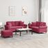 Set de canapele, 3 piese, cu perne, gri deschis, catifea GartenMobel Dekor