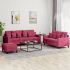 Set de canapele cu perne, 3 piese, gri deschis, catifea GartenMobel Dekor
