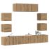 Set dulap TV 7 piese montat pe perete lemn vechi lemn prelucrat GartenMobel Dekor