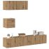 Set de dulapuri TV, 4 piese, gri beton, lemn prelucrat GartenMobel Dekor