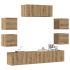 Set dulap TV 7 piese montat pe perete lemn vechi lemn prelucrat GartenMobel Dekor