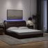 Cadru de pat cu lumini LED, gri închis, 160x200 cm, textil GartenMobel Dekor