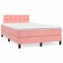 Pat box spring cu saltea, roz, 80x200 cm, catifea GartenMobel Dekor