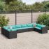 Set mobilier de grădină cu perne, 10 piese, negru, poliratan GartenMobel Dekor