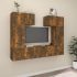 Set dulap TV, 6 piese, gri beton, lemn prelucrat GartenMobel Dekor