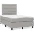 Pat box spring cu saltea, gri deschis, 80x200 cm, textil GartenMobel Dekor