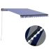 Copertină manuală cu LED, albastru și alb, 450x350 cm GartenMobel Dekor