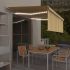 Copertină retractabilă manual cu stor&LED, albastru&alb, 4x3 m GartenMobel Dekor