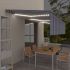 Copertină retractabilă manual cu stor&LED,albastru&alb, 5x3 m GartenMobel Dekor