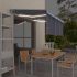Copertină retractabilă manual cu stor&LED,albastru&alb, 5x3 m GartenMobel Dekor