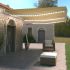 Copertină retractabilă manual cu LED, galben și alb, 300x250 cm GartenMobel Dekor