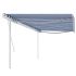Copertină retractabilă manual cu stâlpi, albastru/alb, 6x3,5 m GartenMobel Dekor