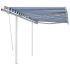 Copertină retractabilă manual cu stâlpi, albastru/alb, 6x3,5 m GartenMobel Dekor
