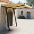 Copertină retractabilă automat cu stâlpi, galben&alb 3,5x2,5 m GartenMobel Dekor