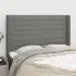 Tăblie de pat cu aripioare gri taupe 147x16x118/128 cm textil GartenMobel Dekor