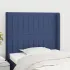 Tăblie de pat cu aripioare, albastru, 83x16x118/128 cm, textil GartenMobel Dekor