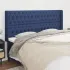 Tăblie de pat cu aripioare, albastru, 183x16x118/128 cm, textil GartenMobel Dekor