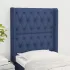 Tăblie de pat cu aripioare, albastru, 183x16x118/128 cm, textil GartenMobel Dekor