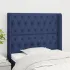 Tăblie de pat cu aripioare, albastru, 183x16x118/128 cm, textil GartenMobel Dekor