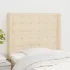Tăblie de pat cu aripioare, crem, 163x16x118/128 cm, textil GartenMobel Dekor
