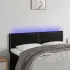 Tăblie de pat cu LED, negru, 144x5x78/88 cm, piele ecologică GartenMobel Dekor