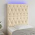 Tăblie de pat cu LED, crem, 160x7x78/88 cm, textil GartenMobel Dekor