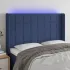 Tăblie de pat cu LED, maro închis, 147x16x118/128 cm, textil GartenMobel Dekor