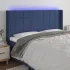 Tăblie de pat cu LED, albastru, 147x16x118/128 cm, textil GartenMobel Dekor