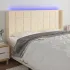 Tăblie de pat cu LED, crem, 163x16x118/128 cm, textil GartenMobel Dekor