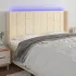 Tăblie de pat cu LED, crem, 163x16x118/128 cm, textil GartenMobel Dekor