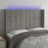 Tăblie de pat cu LED, roz, 147x16x118/128 cm, catifea GartenMobel Dekor