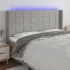 Tăblie de pat cu LED, maro închis, 163x16x118/128 cm, textil GartenMobel Dekor