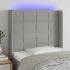 Tăblie de pat cu LED, gri taupe, 83x16x118/128 cm, textil GartenMobel Dekor