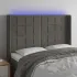 Tăblie de pat cu LED, roz, 147x16x118/128 cm, catifea GartenMobel Dekor