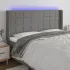 Tăblie de pat cu LED, maro închis, 163x16x118/128 cm, textil GartenMobel Dekor
