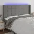 Tăblie de pat cu LED, gri închis, 163x16x118/128 cm, textil GartenMobel Dekor
