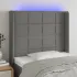 Tăblie de pat cu LED, gri închis, 163x16x118/128 cm, textil GartenMobel Dekor