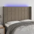Tăblie de pat cu LED, maro închis, 147x16x118/128 cm, textil GartenMobel Dekor