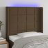 Tăblie de pat cu LED, gri taupe, 103x16x118/128 cm, textil GartenMobel Dekor