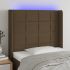 Tăblie de pat cu LED, gri taupe, 93x16x118/128 cm, textil GartenMobel Dekor