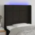 Tăblie de pat cu LED, negru, 163x16x118/128 cm, textil GartenMobel Dekor