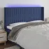 Tăblie de pat cu LED, albastru, 203x16x118/128 cm, textil GartenMobel Dekor