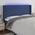 Tăblie de pat cu LED, albastru, 203x16x118/128 cm, textil GartenMobel Dekor