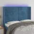 Tăblie de pat cu LED, gri închis, 147x16x118/128 cm, catifea GartenMobel Dekor