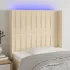 Tăblie de pat cu LED, crem, 203x16x118/128 cm, textil GartenMobel Dekor