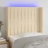 Tăblie de pat cu LED, crem, 203x16x118/128 cm, textil GartenMobel Dekor